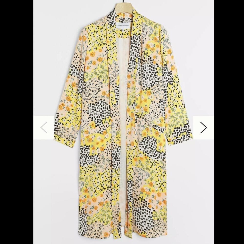 cupcakes & cashmere Yellow Floral and Black Dot Duster